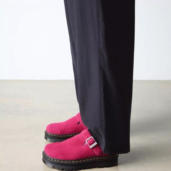 Dr. Martens Fuchsia Suede Zebzag Mules - Picture 2 of 6